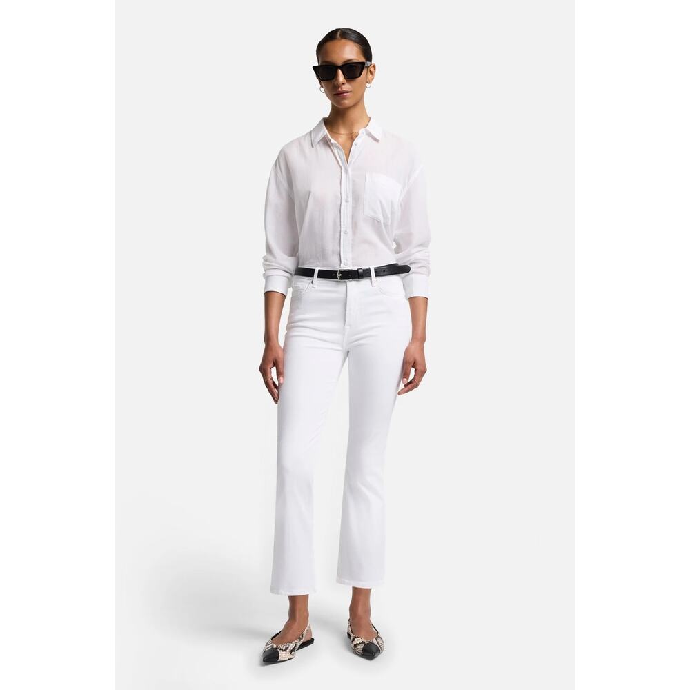 7 For All Mankind Slim Illusion High Waist Slim Kick White Jeans Size 27